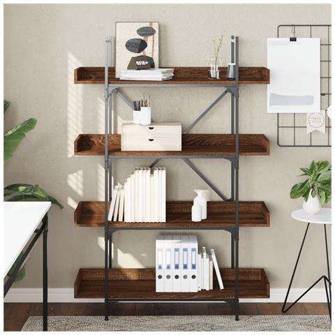 Libreria 4ripiani Rovere Marrone 100x33x145,5 Legno Multistrato - Foto 3