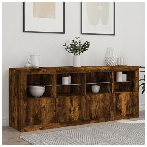 Credenza Con Luci Led Rovere Fumo 163x37x67 Cm - Foto 3