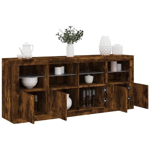 Credenza Con Luci Led Rovere Fumo 163x37x67 Cm - Foto 1