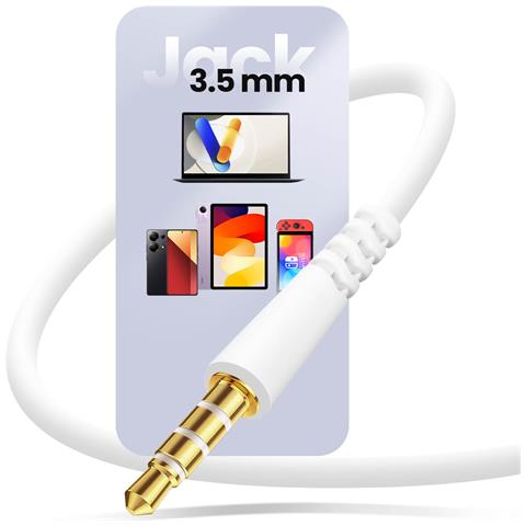 Auricolari Cablati Jack 3,5 Mm Kit Mani Libere Microfono Integrato, Bianco - Foto 5