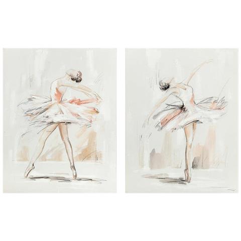 Quadro Dkd Home Decor 80 X 3,7 X 100 Cm Ballerina Classica Romantico (2 Unità) - Foto 1