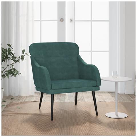 Poltrona Verde Scuro 63x76x80 Cm Velluto - Foto 1