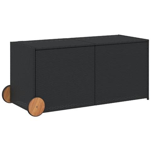Contenitore Da Giardino Con Ruote Nero 283l In Polyrattan - Foto 1