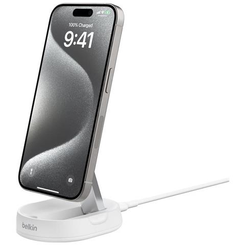 Caricatore Wireless Qi2 Boostcharge Pro 15w Con Supporto Di Ricarica Retrattile, Bianco - Foto 6