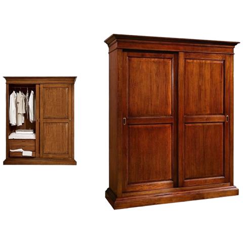 Armadio Arte Povera In Legno 2 Ante Scorrevoli Cappello Dritto 183x67x214 - Foto 1