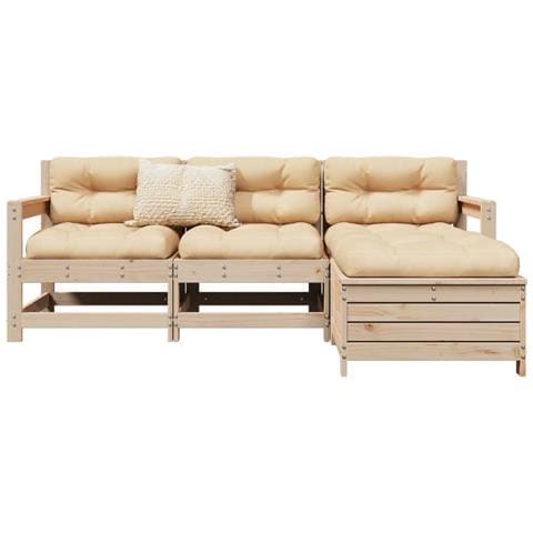 Set Divani Da Giardino 4 Pz In Legno Massello Di Pino - Foto 8