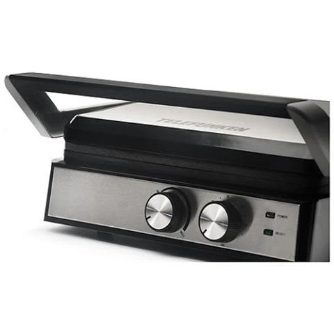 Bistecchiera Elettrica M08359 con Apertura a 180° Vassoio Raccogli Grassi Potenza 2000 W Colore Acciaio Inox Nero - Foto 2