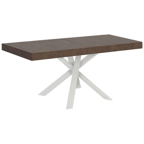 Tavolo Allungabile 90x90/194 Cm Clerk Premium Piano Noce - Gambe Bianche - Foto 1
