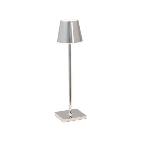 Lampada A Led Da Tavolo Poldina Pro Micro Cromo Lucido Ricaricabile E Dimmerabile Con Batteria Fino A 12 Ore - Foto 1