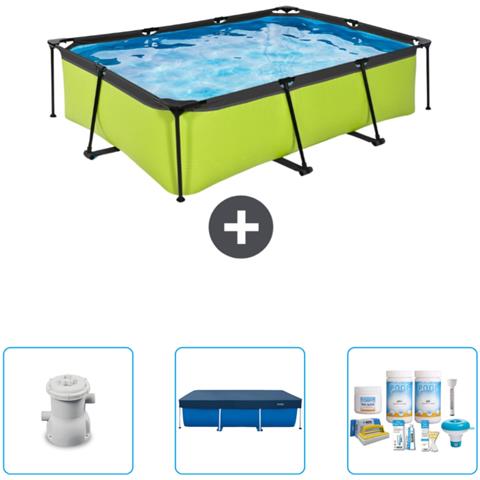 Piscina Fuori Terra - Rettangolo - 220x150x65 Cm - Groen - Include Accessori Coordinati Cb63 - Foto 1