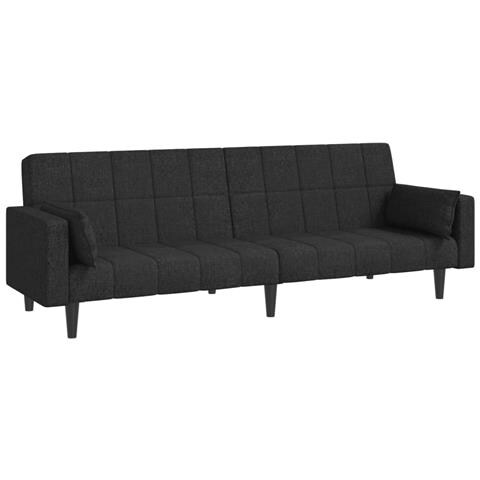 Lusso Casadino -  Divano Letto A 2 Posti Con 2 Cuscini Nero In Tessuto - Foto 1