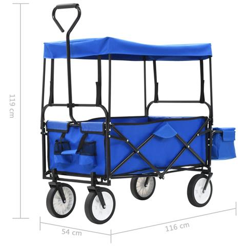 Lusso Casadino -  Carrello Pieghevole A Mano Con Tettuccio In Acciaio Blu - Foto 8