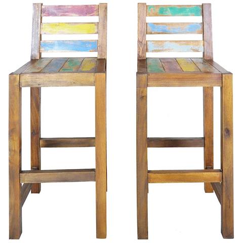 Lusso Casadino -  Sgabelli Da Bar 2 Pz In Legno Massello Di Recupero - Foto 1