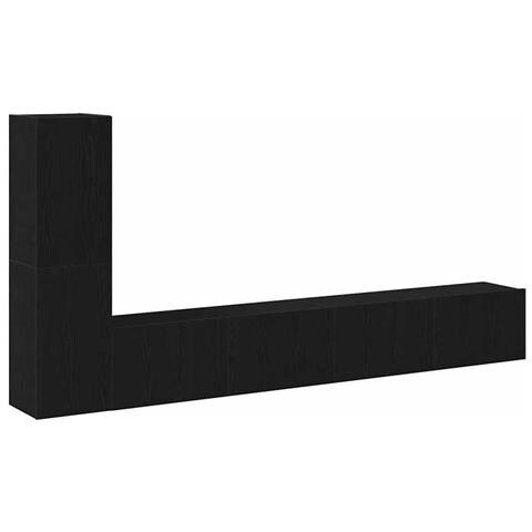 Set di mobili per TV a parete in 3 pezzi  in legno ingegnerizzato nero - Foto 1