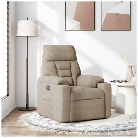 Poltrona Reclinabile Tortora in Tessuto di Microfibra - Foto 2