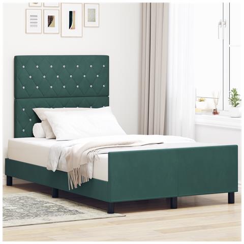 Struttura Letto  Verde Scuro 120x200 cm Velluto - Foto 2