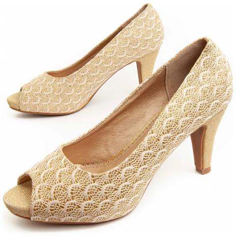 Montevita Scarpa Con Tacco Unne57 D'oro . - Foto 1