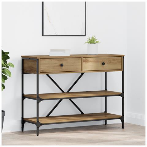 Tavolo Console Rovere Artigianale 100x34.5x75 cm Legno ingegnerizzato - Foto 2