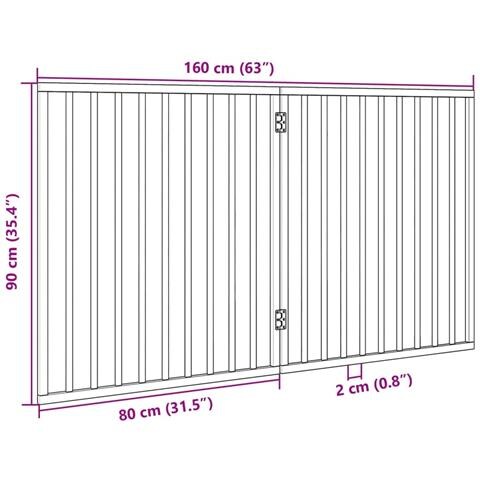 Cancello per Cani Pieghevole 2 Pannelli 160 cm Legno di Pioppo - Foto 9