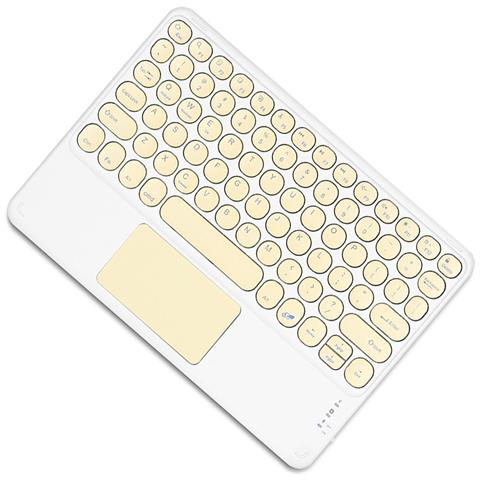 Tastiera Bluetooth Con Tasti Rotondi E Touchpad - Compatibile Con Ipad, Tablet E Smartphone Yellow - Foto 2