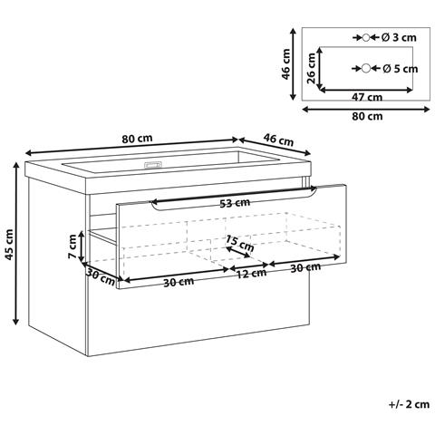 Mobiletto Con Lavabo Makana 80 Cm Nero - Foto 7