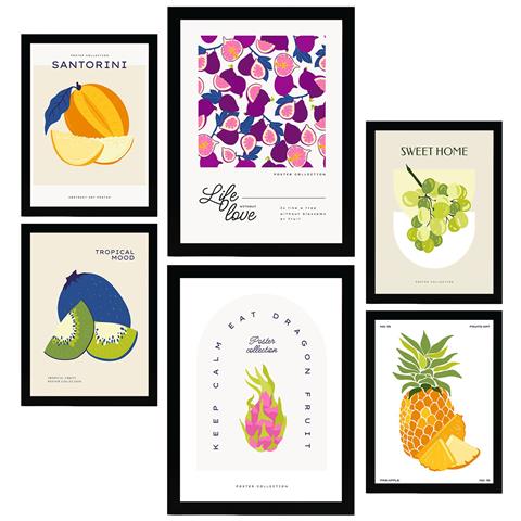 Set Di 6 Stampe Cibo E Nutrizione Frutta Dolce Natura E Nutrizione Per L'interior Design A3 & A4 Senza Cornice - Foto 1
