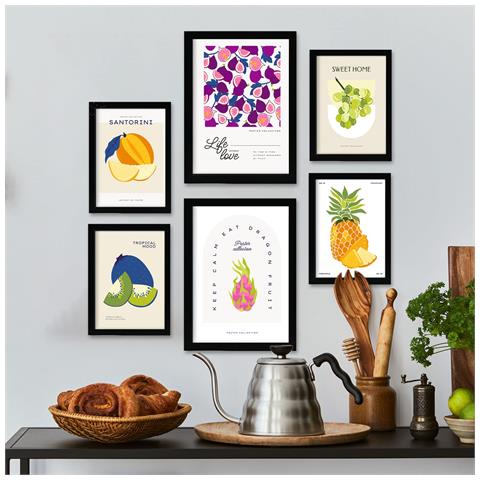 Set Di 6 Stampe Cibo E Nutrizione Frutta Dolce Natura E Nutrizione Per L'interior Design A3 & A4 Senza Cornice - Foto 5
