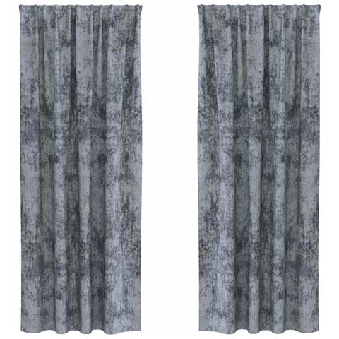 Tenda con tende 2 pcs Grigio argento 245 x 140 cm Velluto - Foto 1