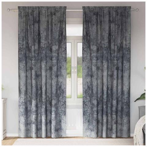 Tenda con tende 2 pcs Grigio argento 245 x 140 cm Velluto - Foto 2