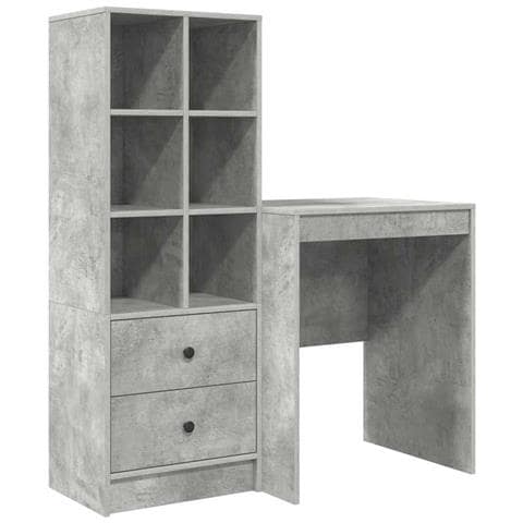 Scrivania con Spazio di Archiviazione 2 pcs Grigio cemento - Foto 1