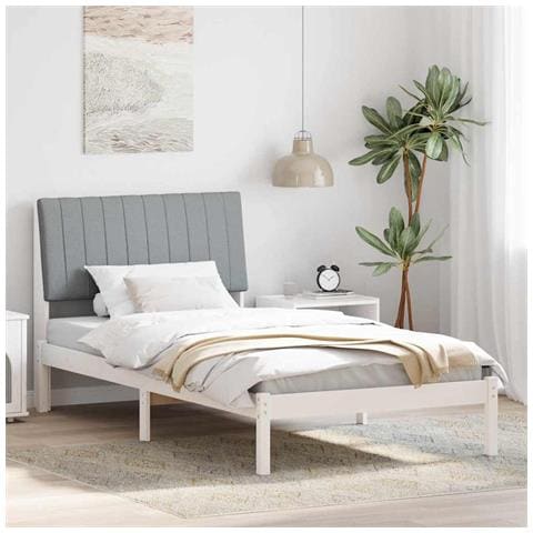 Struttura del letto Bianco 100 x 200 cm Pino massello - Foto 2