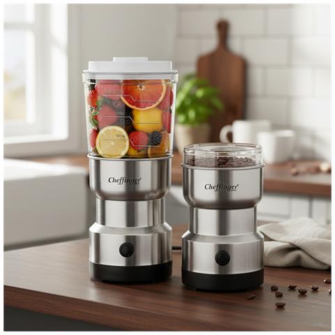 Mini-frullatore 300w 2-in-1 Con Lame Inossidabili E Funzione Macinacaffè, Grigio - Foto 5