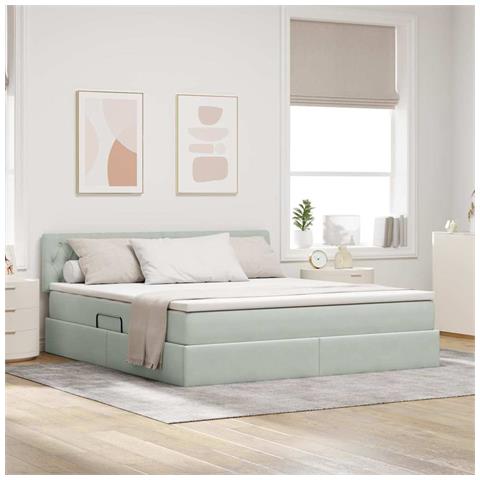 Letto con Contenitore Grigio chiaro 160 x 200 cm Velluto - Foto 2