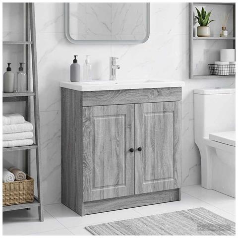 Mobiletto da bagno sotto il lavello Sonoma grigio - Foto 2