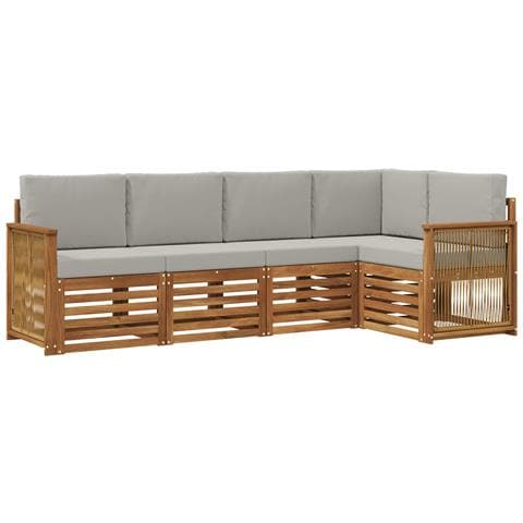 Set divano sezionale con cuscino 4 pcs Naturale e Grigio Chiaro - Foto 1