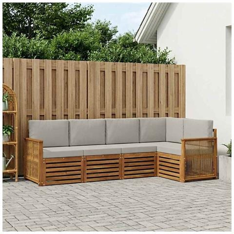 Set divano sezionale con cuscino 4 pcs Naturale e Grigio Chiaro - Foto 2