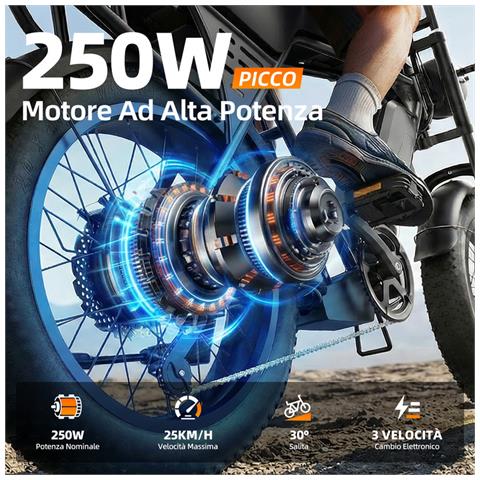 Bicicletta Elettrica X5 Da 250w Dotata Di Una Batteria Rimovibile 48V 15Ah 20 Pollici Fat Tire Ebike Autonomia 60-80km - Foto 2