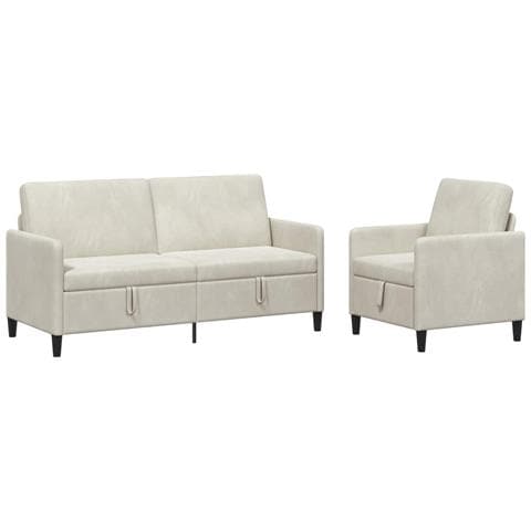 Set di Divani con Storage 2 pz Crema Poliestere - Foto 1