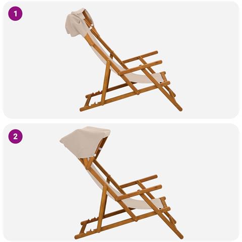 Lettino 2 pcs 3 Posizione Legno di Eucalipto Massello Beige - Foto 10
