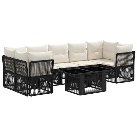Set Divano da Giardino 8 pz Nero polyrattan - Foto 1