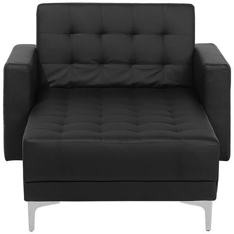 Chaise Longue In Pelle Sintetica Nera Aberdeen - Foto 17