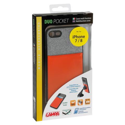 Duo Pocket, Cover Bicolore Con Inserti Metallici - Apple Iphone 7 / 8 - Grigio / arancio - Foto 3