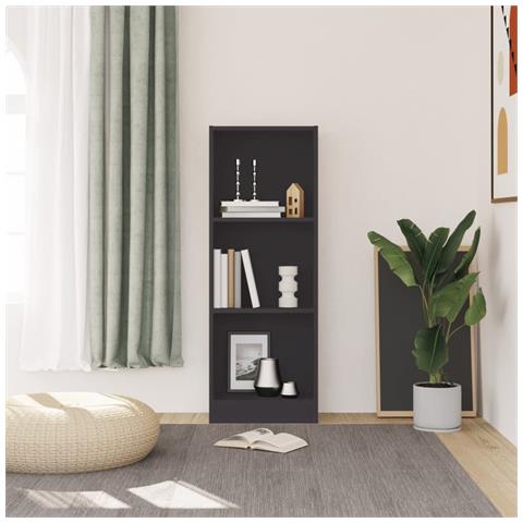 Libreria a 3 Ripiani Grigia 40x24x109 cm in Legno Multistrato - Foto 6