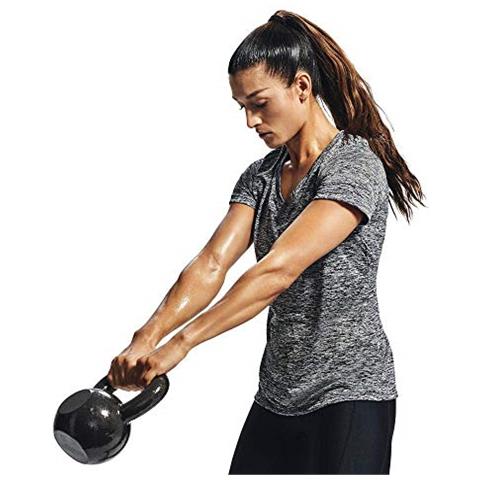 Tech Short Sleeve V - Twist, Maglietta Donna, Nero (black / Silver Metallic 001), Xs - Foto 1