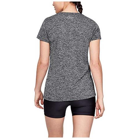 Tech Short Sleeve V - Twist, Maglietta Donna, Nero (black / Silver Metallic 001), Xs - Foto 5
