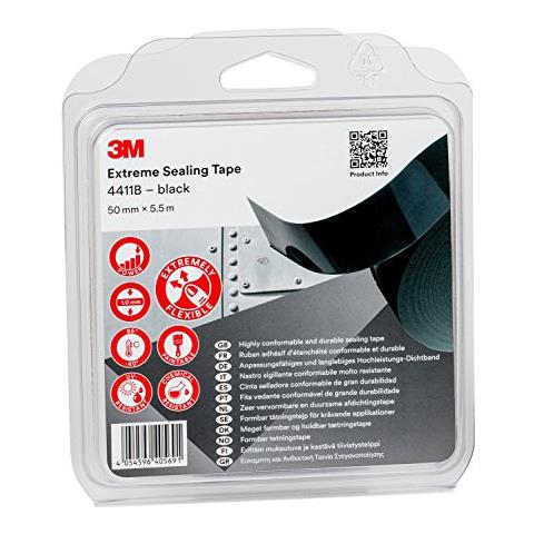 Nastro Estremo Sealing Tape 4411b Nastro Adesivo Acrilico Per Sigillatura Di Giunzioni E Infiltrazioni 50 Mm X 5,5 M, Nero, Spessore 2 Mm 1 Pezzo - Foto 1