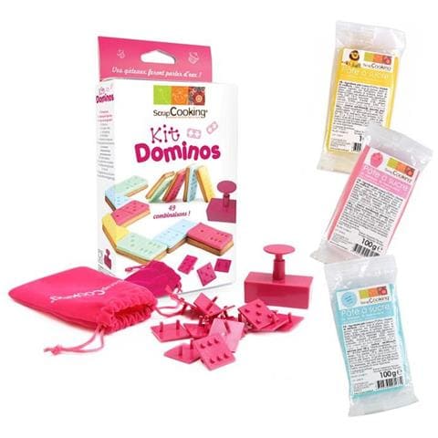 Kit Di Biscotti Domino + 3 Paste Di Zucchero (blu, Rosa E Giallo) - Foto 1