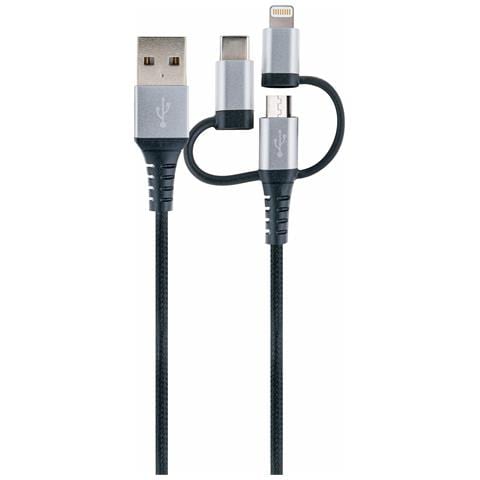 LKU 100 cavo USB USB 2.0 1,5 m USB A Micro-USB B Nero, Argento - Foto 1