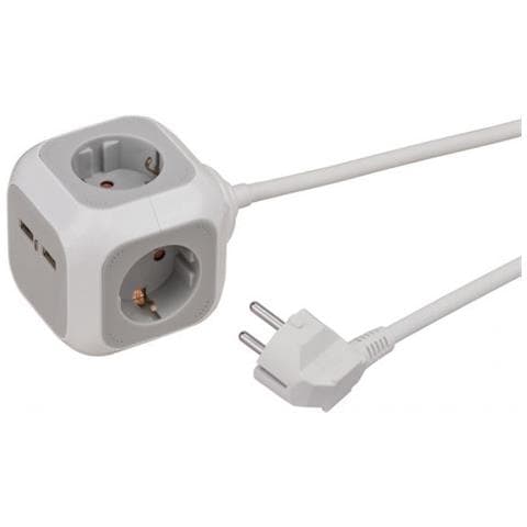 1150100 prolunghe e multiple 1,4 m 4 presa (e) AC Interno Grigio, Bianco - Foto 1