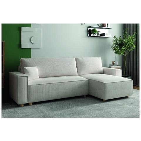 Cosy Divano Letto Angolare 4 Posti In Velluto A Coste Beige - Foto 13